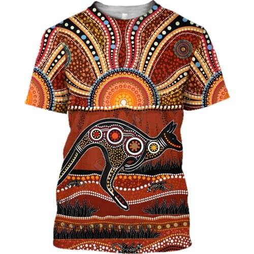 Aboriginal Australia Kangaroo running Lizard Art shirts for men and women 3D Printed t shirts Summer Casual Tees T-shirt