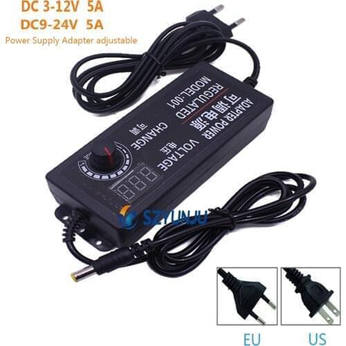 Power Supply Adapter Adjustable AC 100-240V to DC 3V-12V 5A /9-24V 5A Lighting Accessories Display Screen Voltage Power Supply
