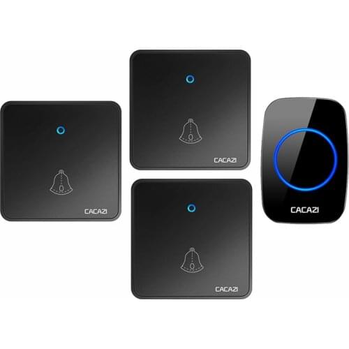 CACAZI Wireless Doorbell Waterproof 300M Remote Night Light Receiver 2032 Battery Transmitter Smart Home Doorbell 60 Rings 220V