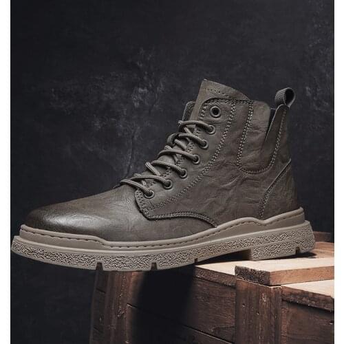 Brand Mens Shoes Casual Leather Boots Men Spring Autumn Vintage Motorcycle Boots Male Outdoor Ankle Military Tactical Footwear