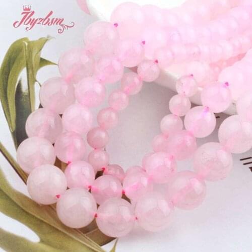 Round Rose Jades Beads Ball Smooth Loose 6/8/10/12MM Stone Beads For DIY Necklace Bracelets Earring Jewelry Making Strand 15"