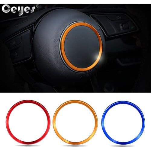 Ceyes Car Styling Auto Steering Wheel Hub Cover Accessories Decoration Stickers Ring Case For Audi A4 B9 A3 A6 A6L Q3 2017 2018