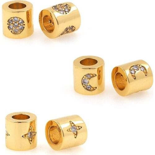 CZ Cylindrical Spacer Beads, Moon And Star Pendants, Four-Pointed Star Bracelets, Sun Jewelry, Suitable For DIY Handmade Crafts
