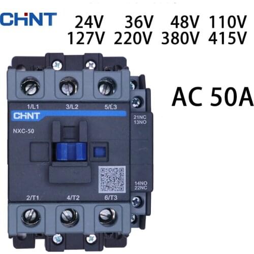 CHINT NXC-50 contactor 50A AC 24V 36V 48V 110V 127V 220V 380V 415V Normally open normally closed Kunlun series products