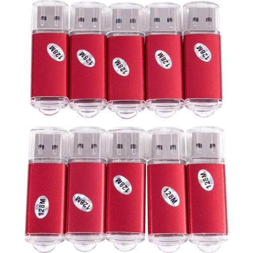 10pcs USB Flash Drive 128 MB Key Chain Flash Memory Drive U-Disk for Win 8 PC Gift, Red