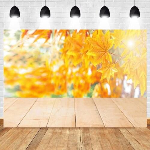 Yeele Autumn Photographic Backdrop Photocall Wood Board Golden Maple Baby Pet Portrait Background Photography For Photo Studio