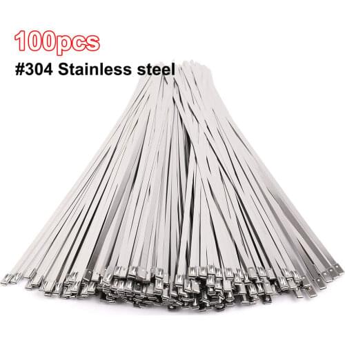100pcs 304 Stainless Steel Ball Lock Cable Ties Self Locking Head Metal Cable Tie Multi-Purpose Steel Zip Ties Wholesale