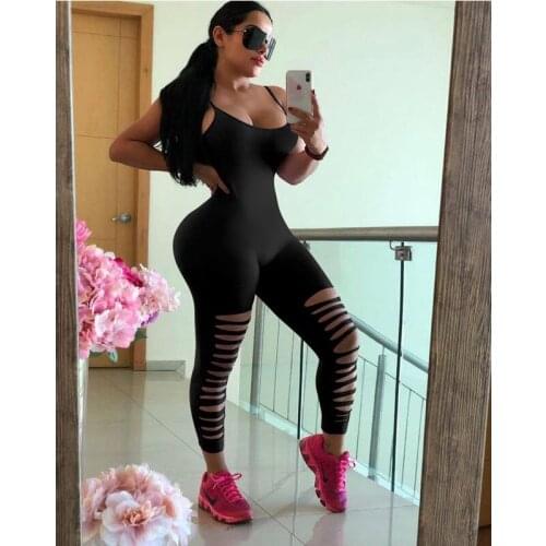 Jumpsuit Women Clothing Summer Sexy Hole Romper One Piece Outfits Fashion Tracksuit Overalls Clubwear Streetwear Wholesale Items