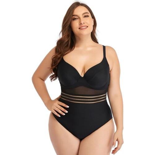 2021 Cross Border Large Size Swimsuits Swimsuit One Piece Plus Size Swimwear Striped Swimsuit Sexy One Piece Swim Suits