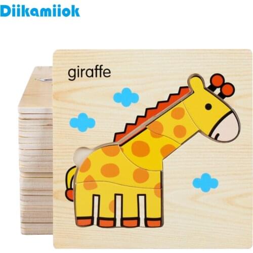 2018 New 58 Style 3D Wooden Puzzle Kids Educational Learning Toys Games For Children Animals Vegetable Traffic Puzzles DK-M200