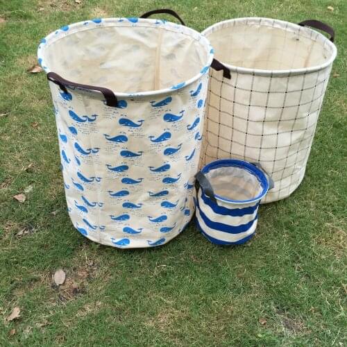 Multi-function Handle Dirty Cothes Linen storage Basket box set 100% cotton fabric laundry basket Organizer Folding Toy 3 size