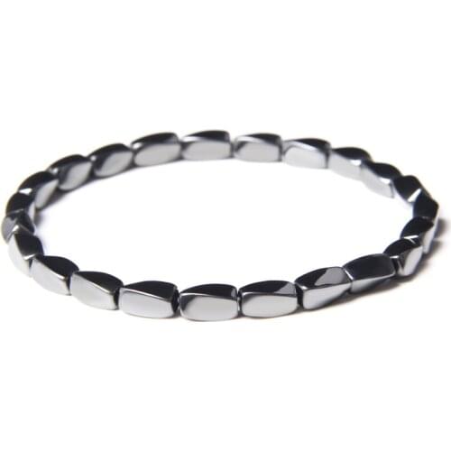Irregular Shape Faceted Hematite Bracelets For Men 4*8 mm Black Hematite Beads Bangle Handmade Women браслеты Elastic Jewelry