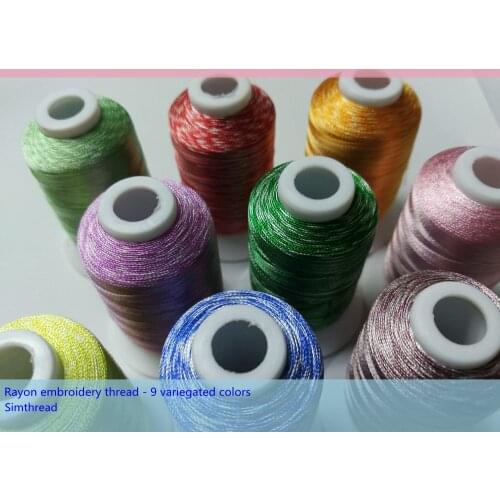 Simthread Variegated Colors Rayon Viscose Machine Embroidery Thread Filament Dyeing Rayon Thread 500m *9 Colors,Best Deal