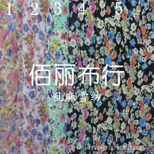 2015 new blue and black floral print chiffon womens clothing Milan rustic linen fabric mess