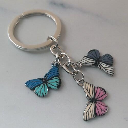 New Colorful Enamel Butterfly Keychain Insects Car Key Women Bag Accessories Jewelry Gifts