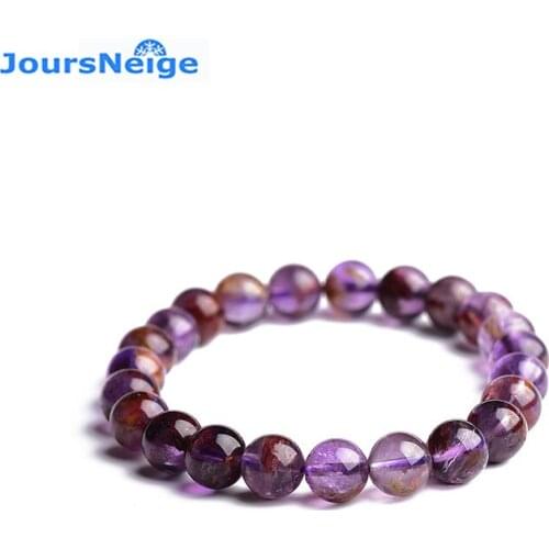 Wholesale Purple Titanium Natural Crystal Bracelets Aurora 23 Round Bead Lucky for Women Girl Gift Crystal Bracelet Jewelry