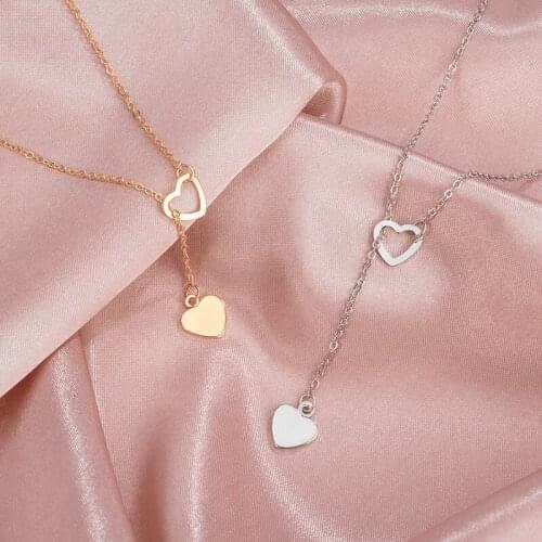New Fashion Simple Trendy Necklace for Women Copper Heart Link Chain Pendant Necklace 2020 Fashion Heart-Shaped Jewelry Girl