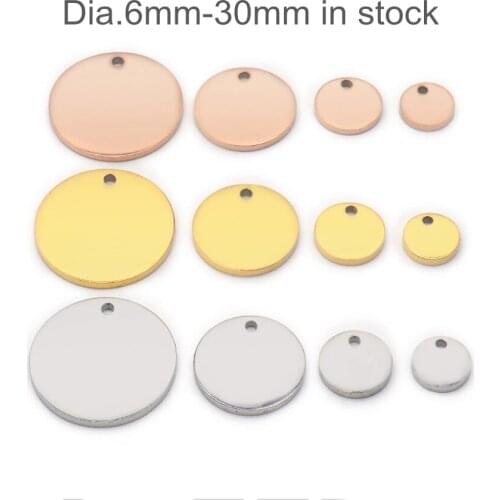 10pcs/lot 6-30mm подвеска Polish кулон Round Pendant Stainless Steel for DIY Necklace Bracelet Making Support Customed Text