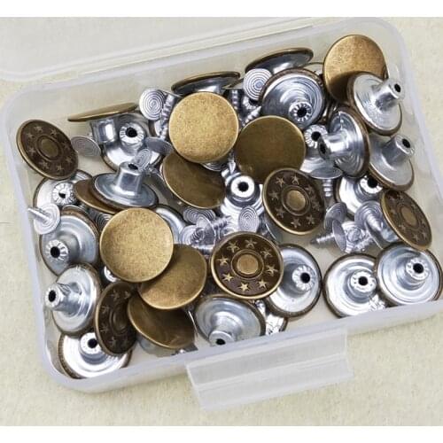 40Pcs/box 17MM Jeans Buttons For Gift DIY Handmade Iron Multi Purpose Sewing Clothes Accessories Decoration Button Mixed Styles