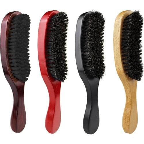 Bristle Wave Hair Beard Brush Hair Comb Wooden Handle Large Curved Comb Men Natural Bristle Combs Hair Styling Tools