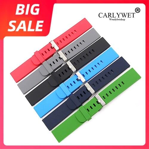 CARLYWET 18 20 22mm Top Green Watch Band Strap Waterproof Silicone Rubber For Samsung Galaxy Gear&MOTO 360 2nd&Ticwatch 2 Huawei
