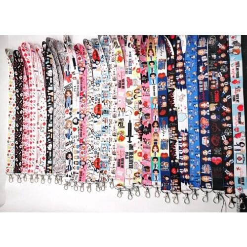Hot New 20 pcs Greys Anatomy Doctors nurse Neck Strap Lanyards Badge Holder Rope Key Chain