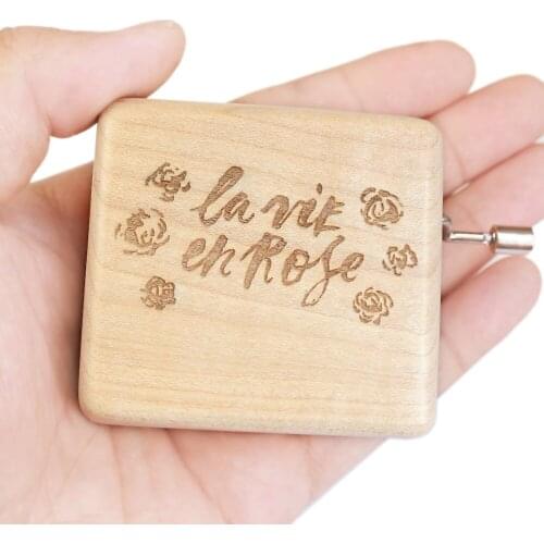 Sinzyo Handmade Wooden la vie en rose Music Box Wood Carved Mechanism Musical Box Gift For Christmas Valentines day, Birthday