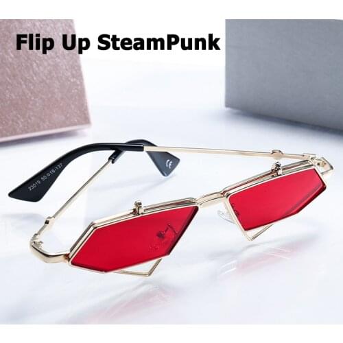 JackJad Fashion SteamPunk Style Flip Up Clamshell Sunglasses Cool Unique Rock Punk Brand Design Sun Glasses Oculos De Sol 23019