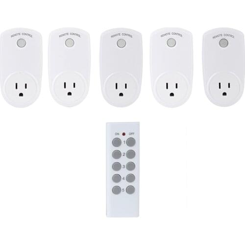 Smart Plug 433 mhz Remote Control Wireless Socket House Power Outlet Smart Switch US Outlet Adaptor (5 Socket+1 Remote)