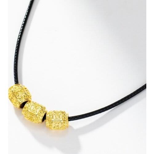 XP Jewelry -- ( 54 cm x 4.5 mm ) Beads for Women 24 k Pure Gold Plated Black Rope Jewelry Fashion Lead and Nickel Free