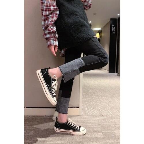 Woman Jeans Pants Spring 2021 Large Size Stitching Straight-Leg Pants Mm Stretch High-Waisted Trousers Pantalones Vaqueros Mujer