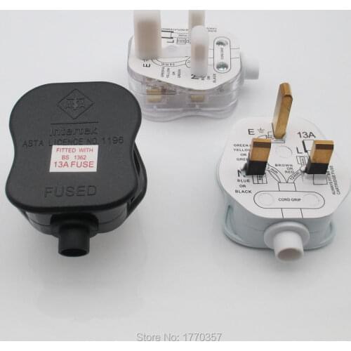 1PCS BS British plug three pole core copper foot power line plug Power adapter Switching Adapter Electrical Sockets 13A