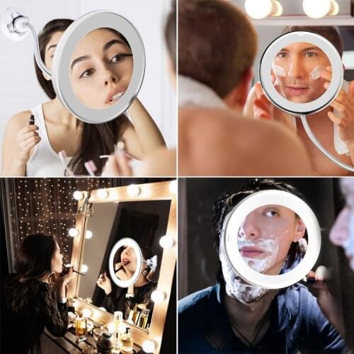 360 Degree Rotation 10X Magnifying Makeup Mirror My Flexible Mirror Folding Vanity Mirror with LED Light Makeup Tools Dropship