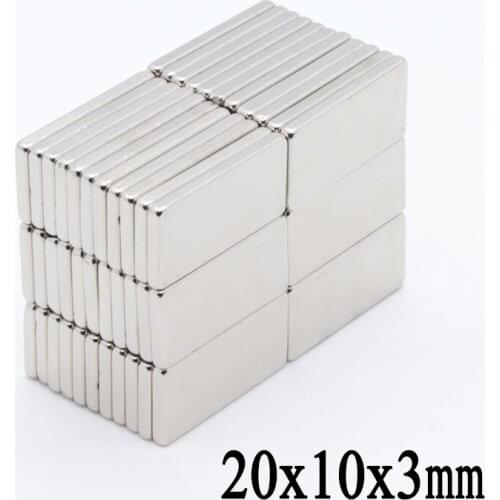 50pcs 20*10*3mm High Quality 20x10x3mm Super strong neo neodymium magnet 20x10x3 NdFeB magnet 20mm x 10mm x 3mm magnets