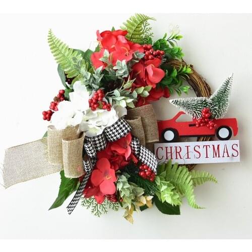 American Christmas wreath door hanging decoration creative Christmas wreath wall hanging decoration rattan arrangement