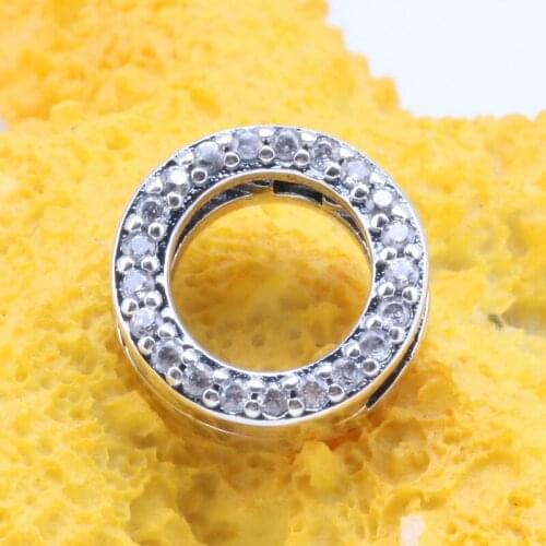 Authentic 925 Sterling Silver Beads Creative Flat Fashion Circle Clip Fit Original Pandora Bracelet For Women Diy Jewelry