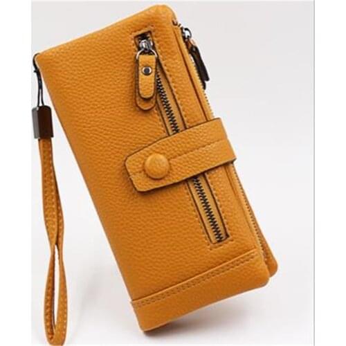 Womens Wallet Zipper Buckle Soft PU Leather Face Vertical Square Handbag Long Clutch Bags Card Holder Wristband Wallet 2020
