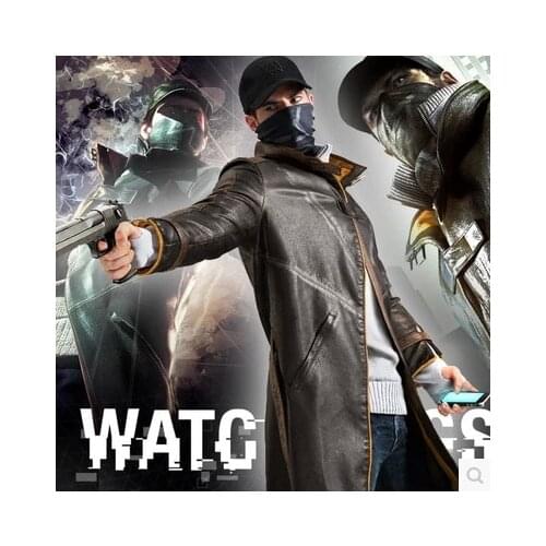 Cosplay Watch Dogs Aiden Pearce Brown Leather Trench Coat Super Cool