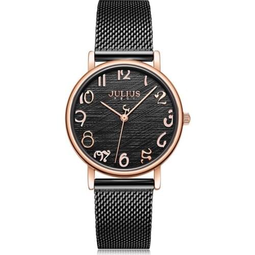 Classic Cute Julius Womens Watch Japan Mov't Hours Elegant Fashion Clock Stainless Steel Bracelet Girls Gift Box