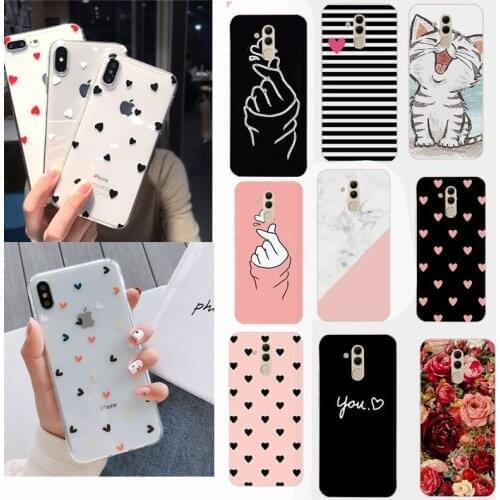 Case on for Coque Huawei P20 P40 Lite E P30 Pro Mate 20 10 Lite P Smart 2019 Honor 8X Cases Flower Heart Soft Silicone Cover