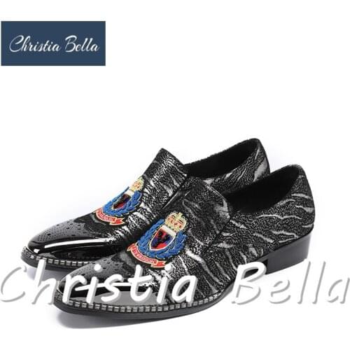 Christia Bella Printing Leather Mens Dress Shoes Colorful Men Wedding Shoes New Metal Toe Oxford Shoes for Men Zapatos Hombre