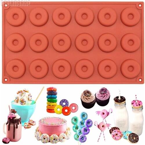 COOKNBAKE mini donut silicone mould chocolate candy 18 hole biscuit pastry bakeware jello gummy ice tray DIY cake decorating