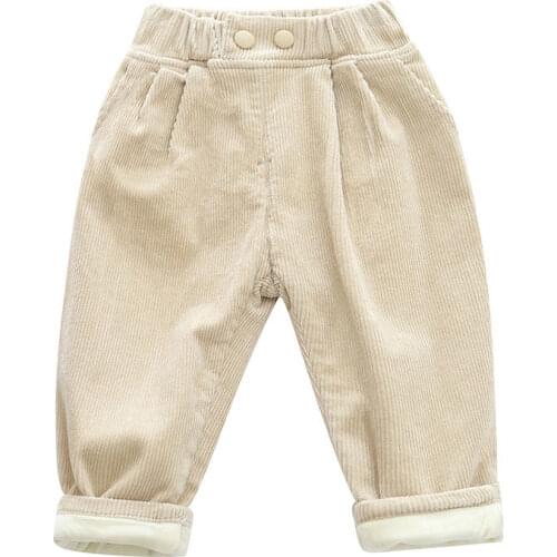 Children Pants Corduroy Winter Warm Thick Fleece Grey Biege Khaqi Toddler Kids Clothes Trousers For Baby Boys Pants