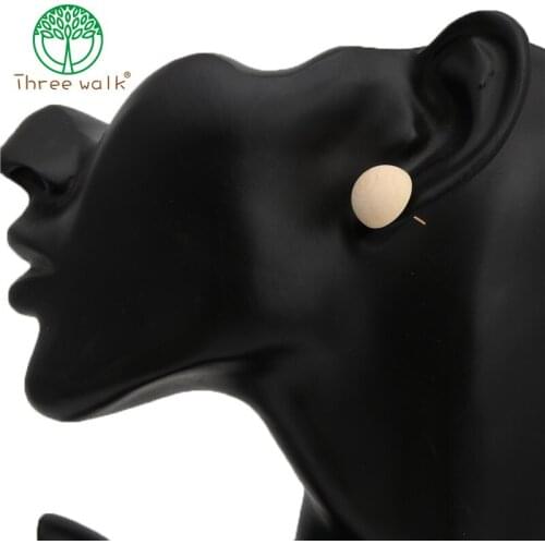 Ethnic Wooden Earrings Female Simple Natural Geometric Stud Earrings for Girls Ear Studs Jewelry