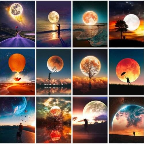 EverShine Diamond Embroidery Moon Picture Rhinestones Art Home Decor Diamond Painting Landscape Cross Stitch Mosaic Art Kits