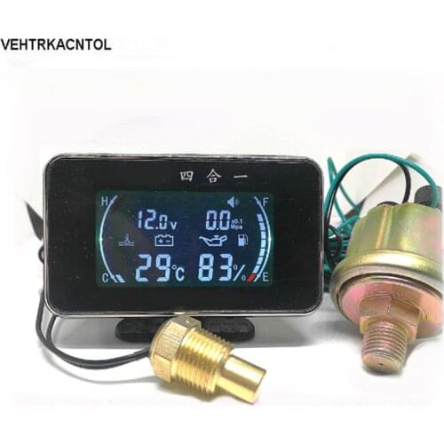New 4 Function 12v/24v Excavator Truck Car Oil Pressure Gauge + Voltmeter Volt Gauge + Water Temperature Gauge +Oil Fuel Gauge
