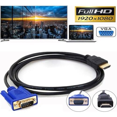 1.8M HDMI-Compatible to 15Pin VGA Cable AV Adapter Splitter Fit for Laptop PC 1080P Monitor Professional Audio Video Cable