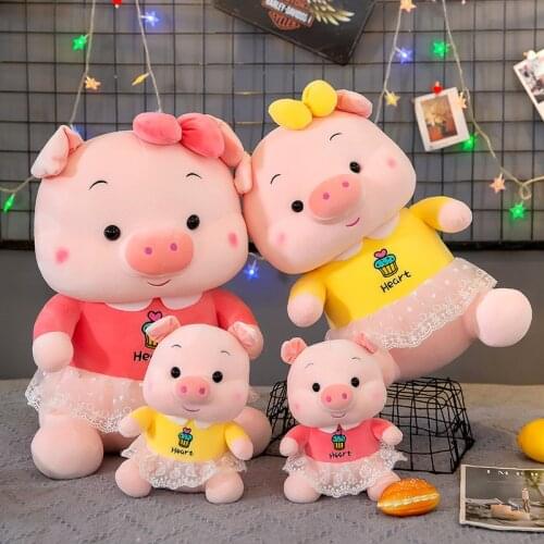26-52cm Cute Pig With Skirt Plush Toy Soft Stuffed Cartoon Animal Angel Smile Pig Doll Birthday Gift For Girlfriend Child