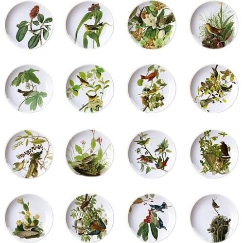 American Country Ceramic Birds and flowers Wall Decoration Ceramic Wall Decoration Living Room background hanging Decoration