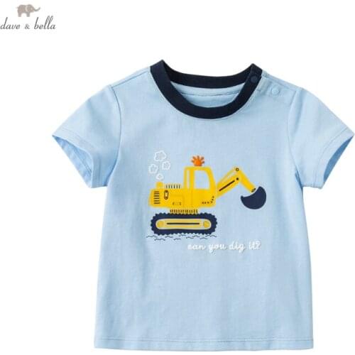 DBA16179 dave bella summer baby boys casual cartoon print T-shirt children tops kids boy fashion tees